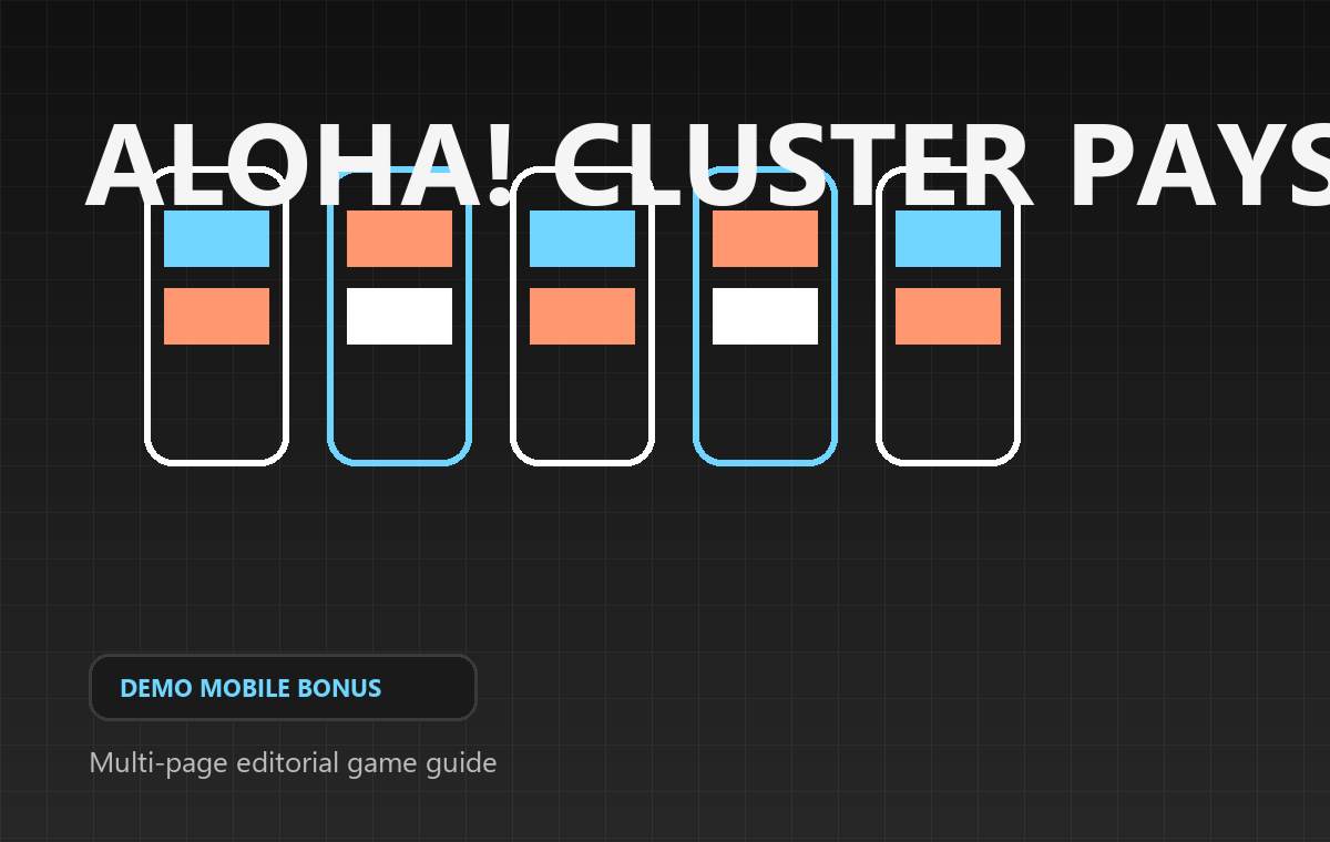 Aloha! Cluster Pays game cover for demo mode, mobile play and bonus access